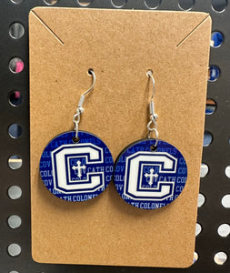 1" Circle Logo Earrings- Cov Cath Background