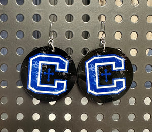 Large Circle Logo Earrings- Black background Colonel (Copy)