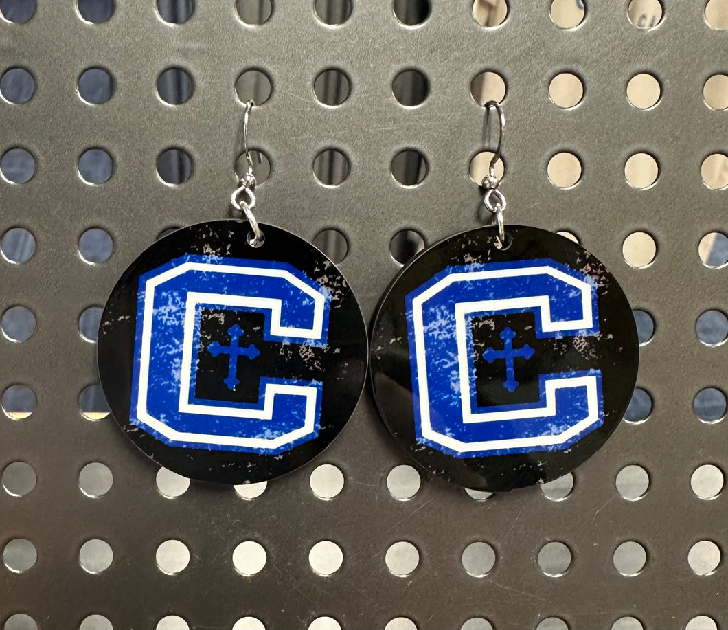 Large Circle Logo Earrings- Black background Colonel (Copy)