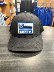 Black Trucker Hat with Flag Patch