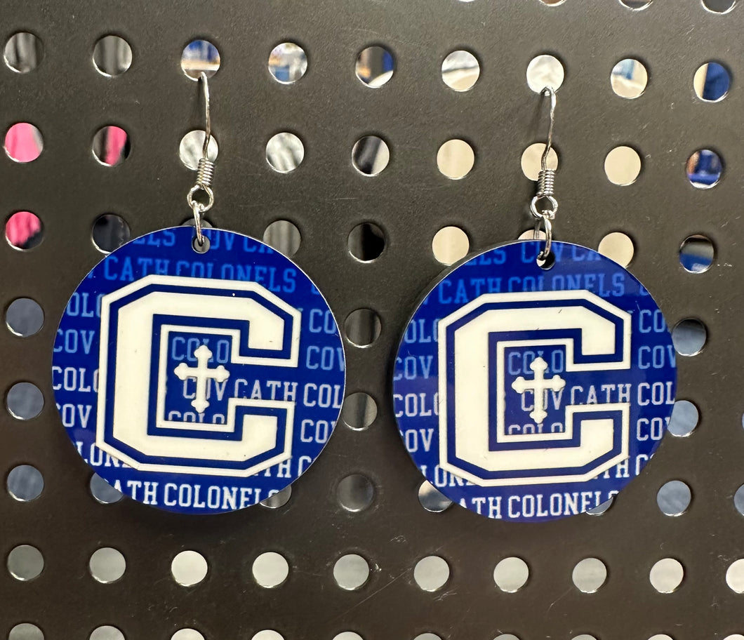 Large Circle Logo Earrings- Cov Cath Background