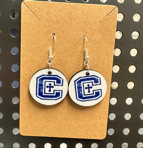 1" Circle Logo Earrings- White background