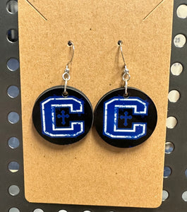 1" Circle Logo Earrings- Black Background