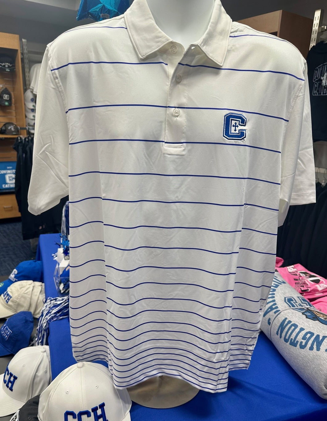Vantage White/Royal Stripe Polo