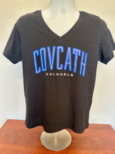 Lady's Black V-Neck CovCath T Shirt