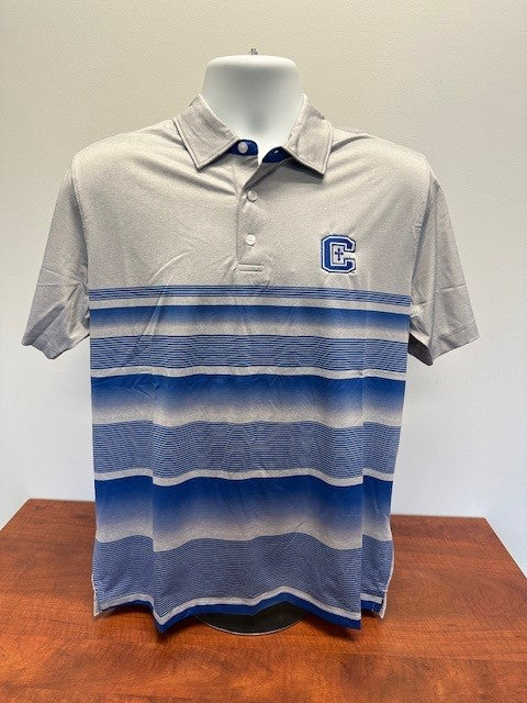 Royal and Grey Striped Polo
